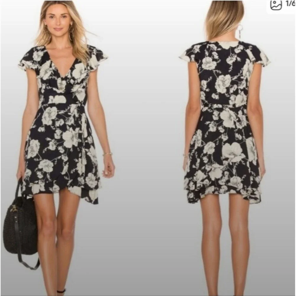 Free People French Quarter Wrap Dress Onyx Combo MSRP $128 Size M
